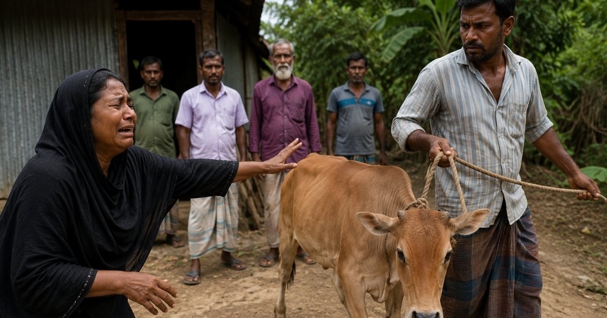 সুদের টাকার জন্য বিধবার গাভী নিয়ে গেলেন দাদন ব্যবসায়ী